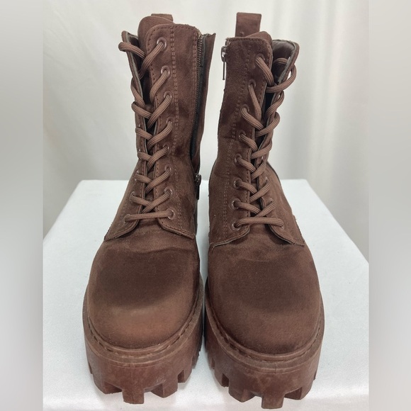 Rouge helium brown soft lace up platform combat style boots women’s size 8 - Picture 10 of 16